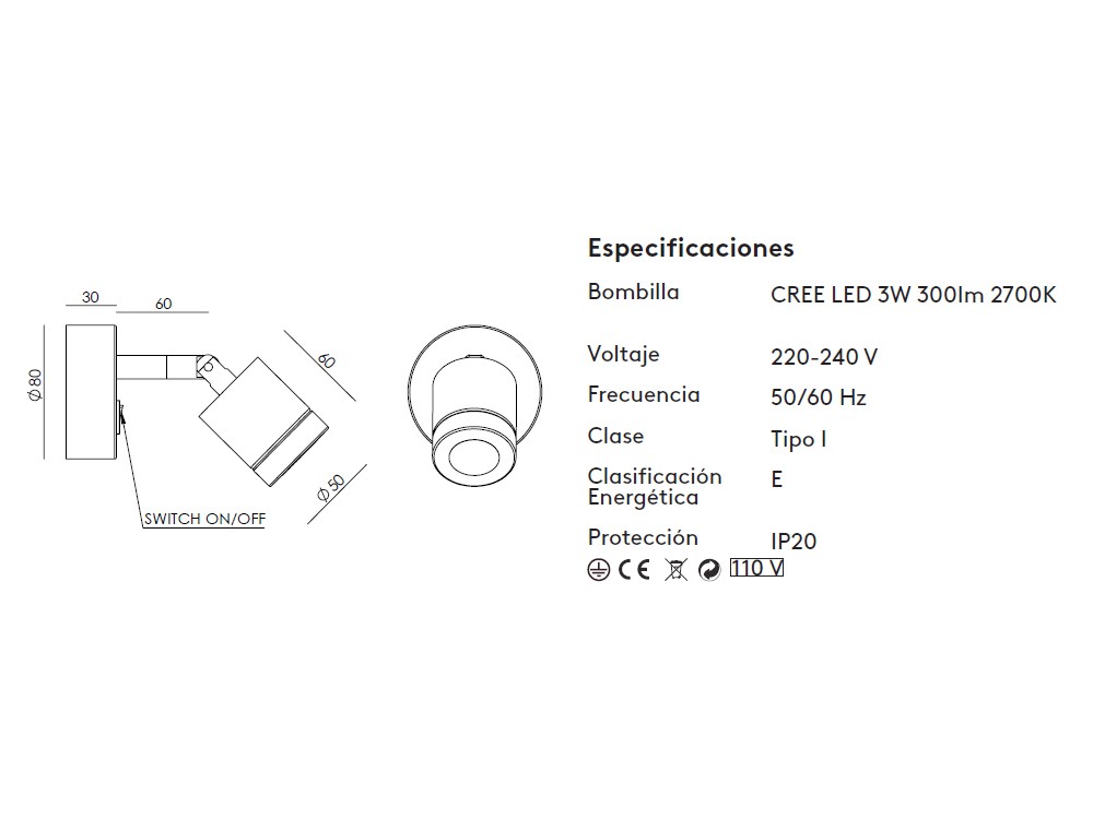 Foco de pared Tea de Aromas - 3
