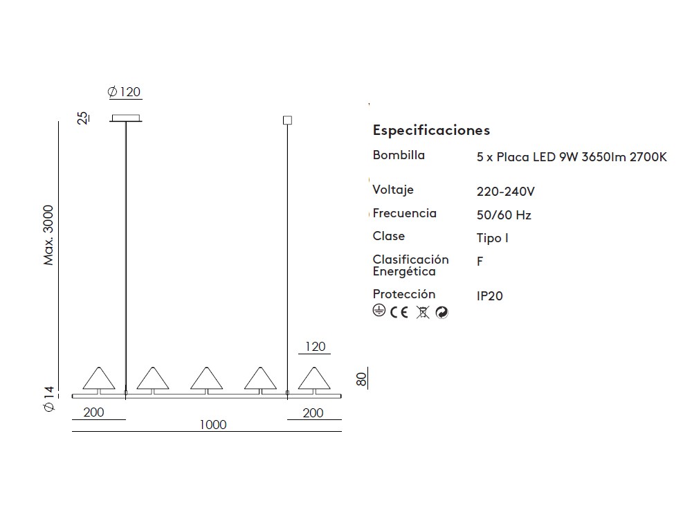 Lámpara de techo Anza Big de Aromas - 3