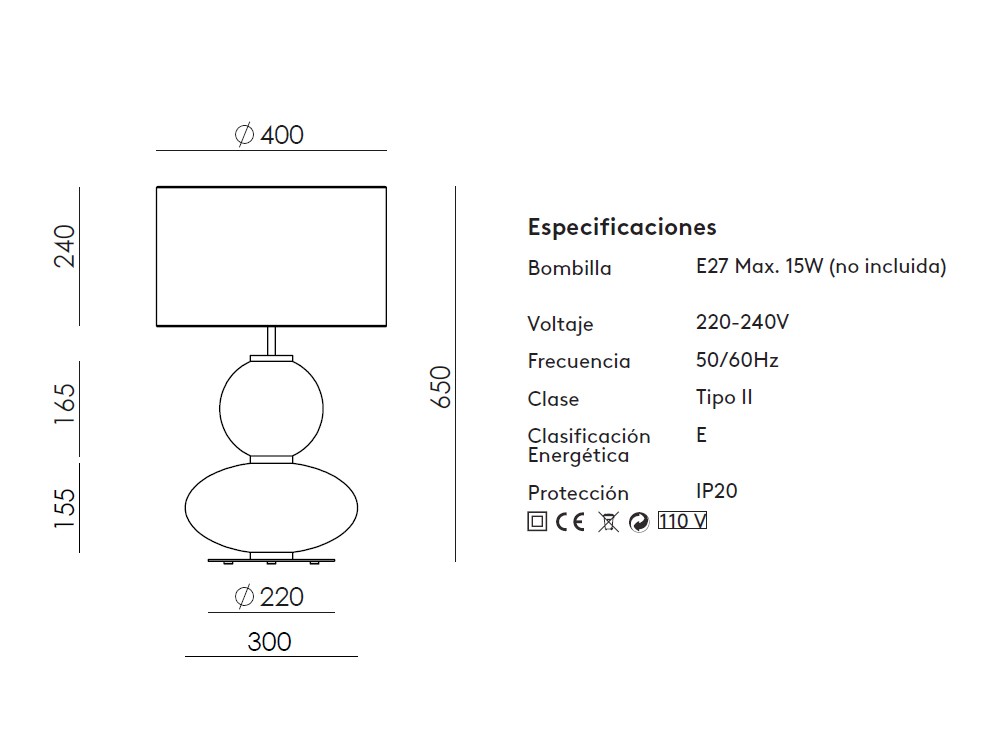 Pie de lámpara de sobremesa Mapi de Aromas del campo - 3