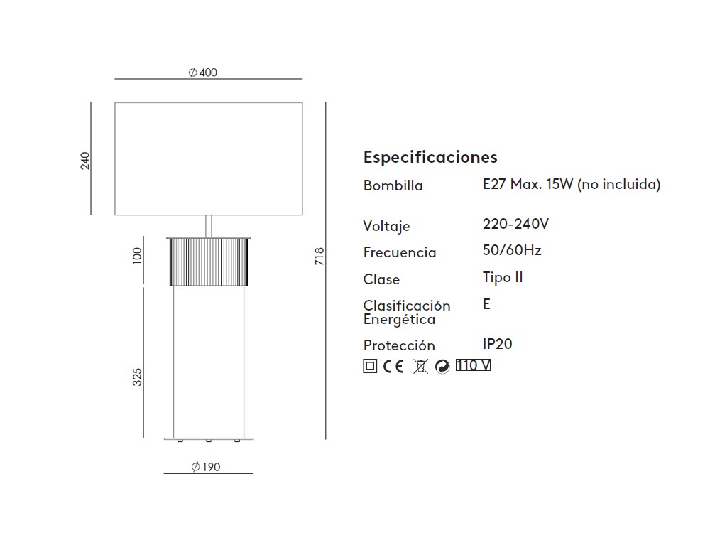 Pie de lámpara de sobremesa Rock L