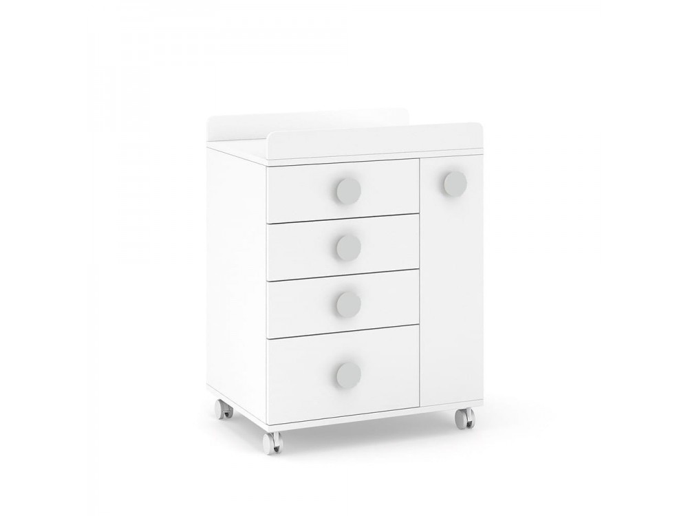 ROS Mueble cambiador Soft White con ruedas