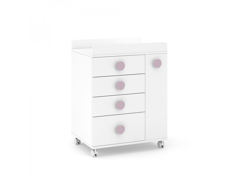 ROS Mueble cambiador Soft White con ruedas