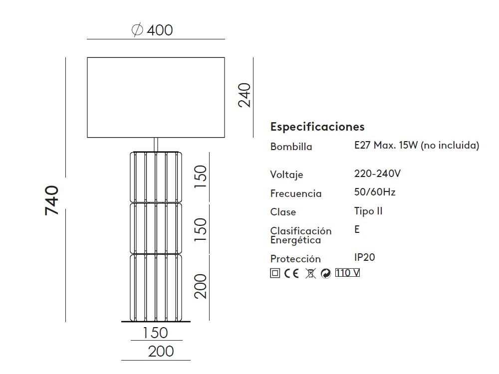 Pie de lámpara de sobremesa Pire