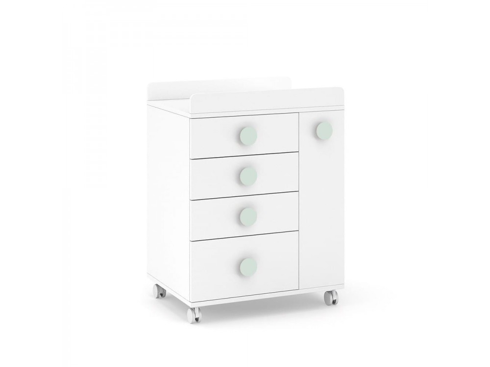 ROS Mueble cambiador Soft White con ruedas
