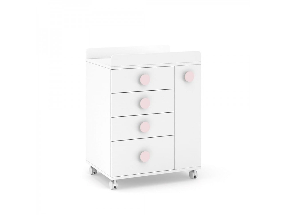 ROS Mueble cambiador Soft White con ruedas