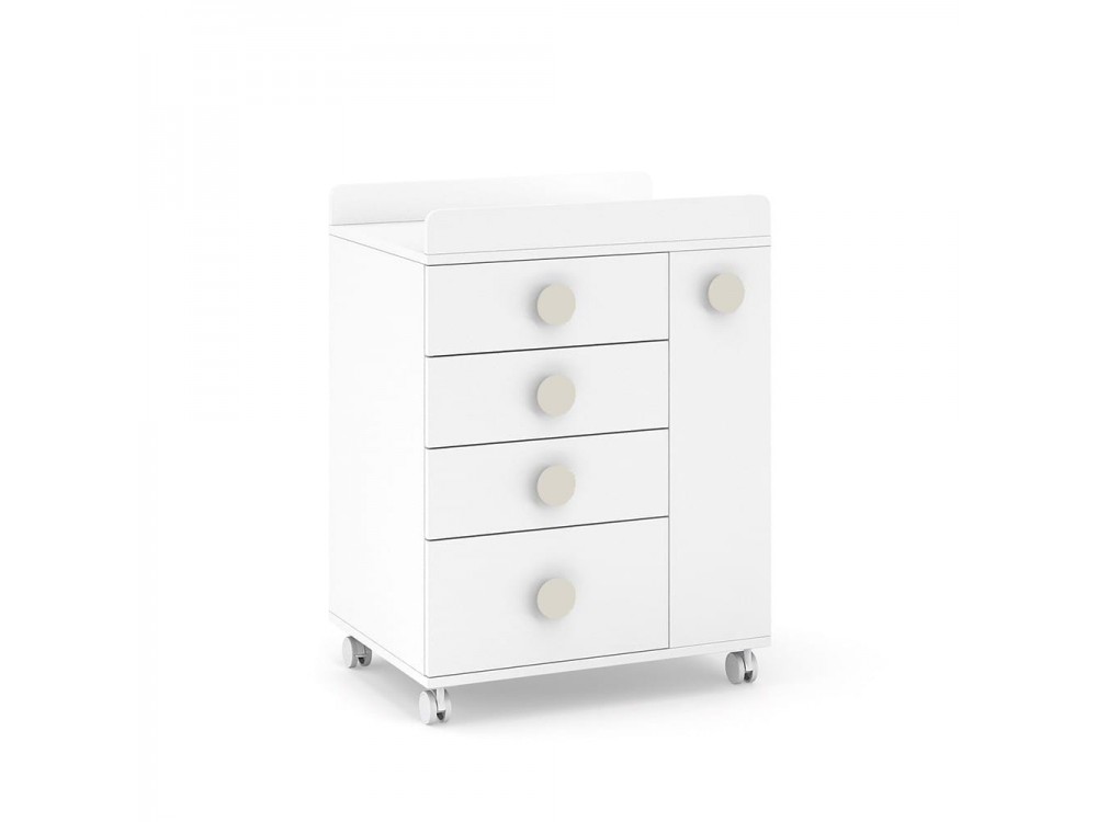 ROS Mueble cambiador Soft White con ruedas