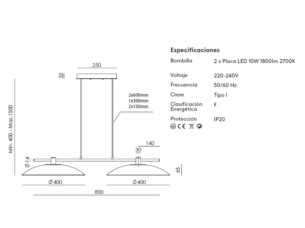 Lámpara de techo Betty Doble de Aromas - 3