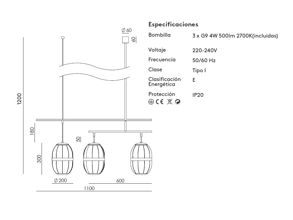 Lámpara de techo Pull Big de Aromas - 3