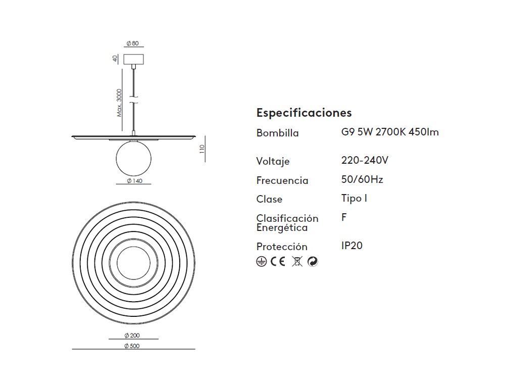 Lámpara de techo Tico de Aromas - 5