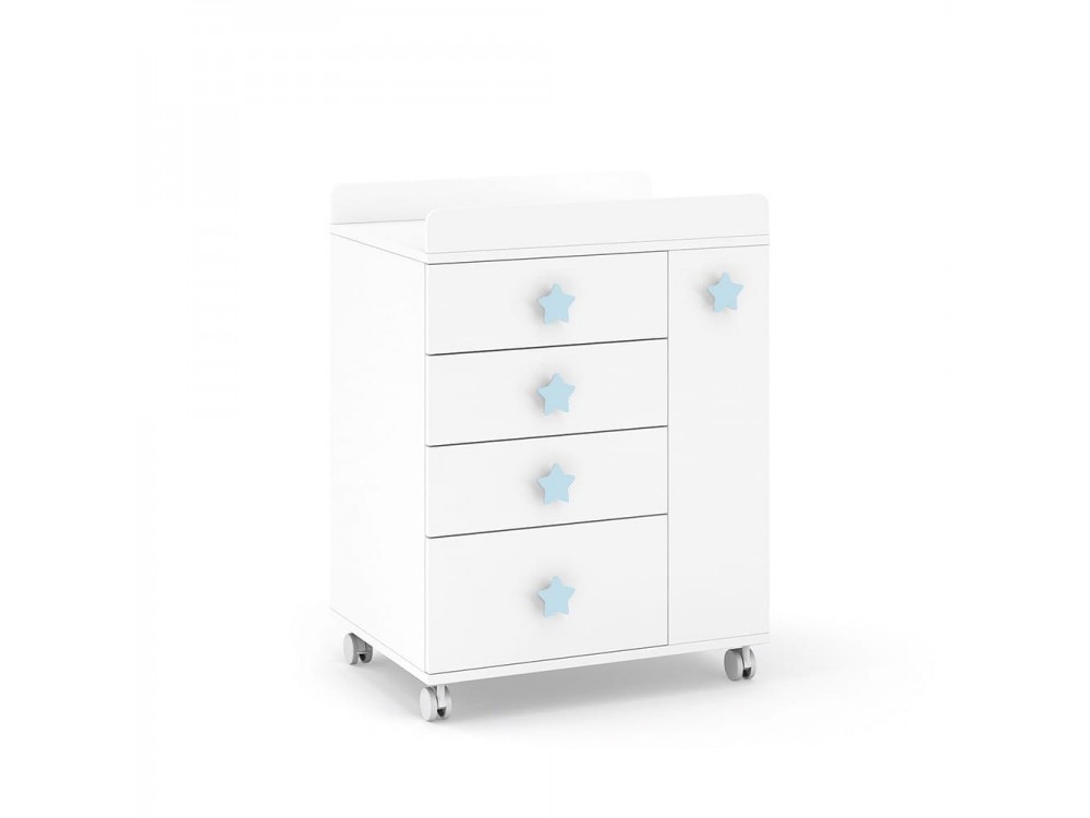 ROS Mueble cambiador Soft White con ruedas