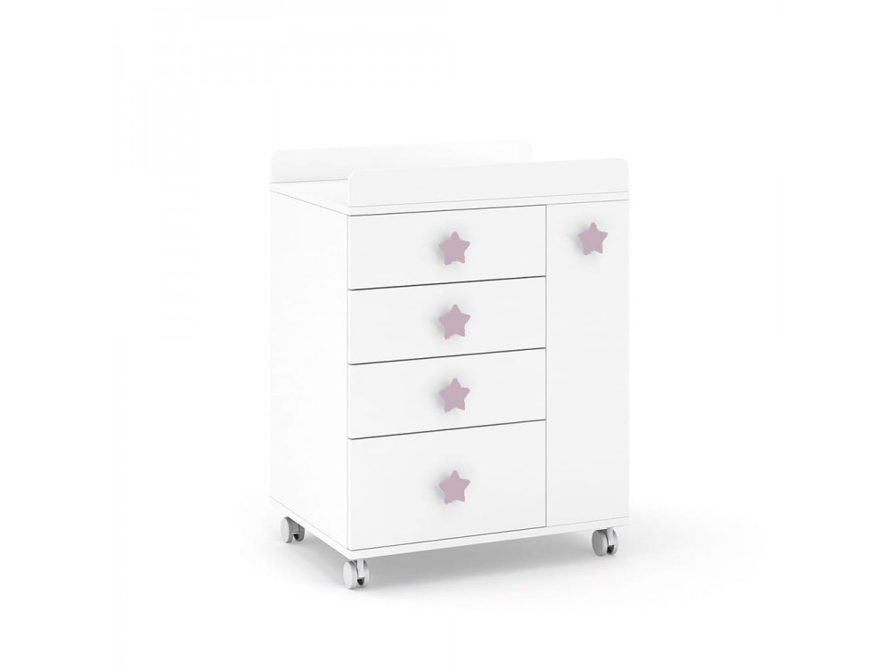 ROS Mueble cambiador Soft White con ruedas