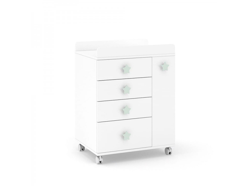 ROS Mueble cambiador Soft White con ruedas