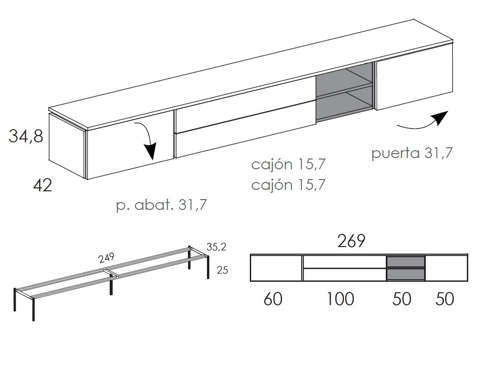 Mueble para televisión Muss 02 de Tegar - 4