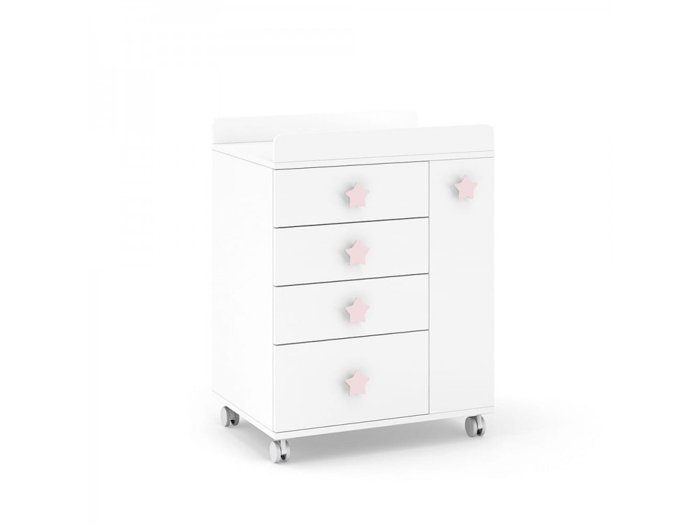 ROS Mueble cambiador Soft White con ruedas