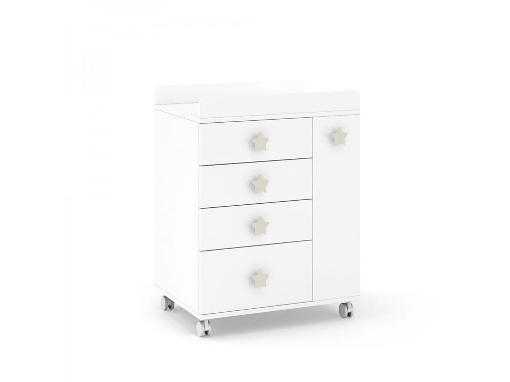 ROS Mueble cambiador Soft White con ruedas