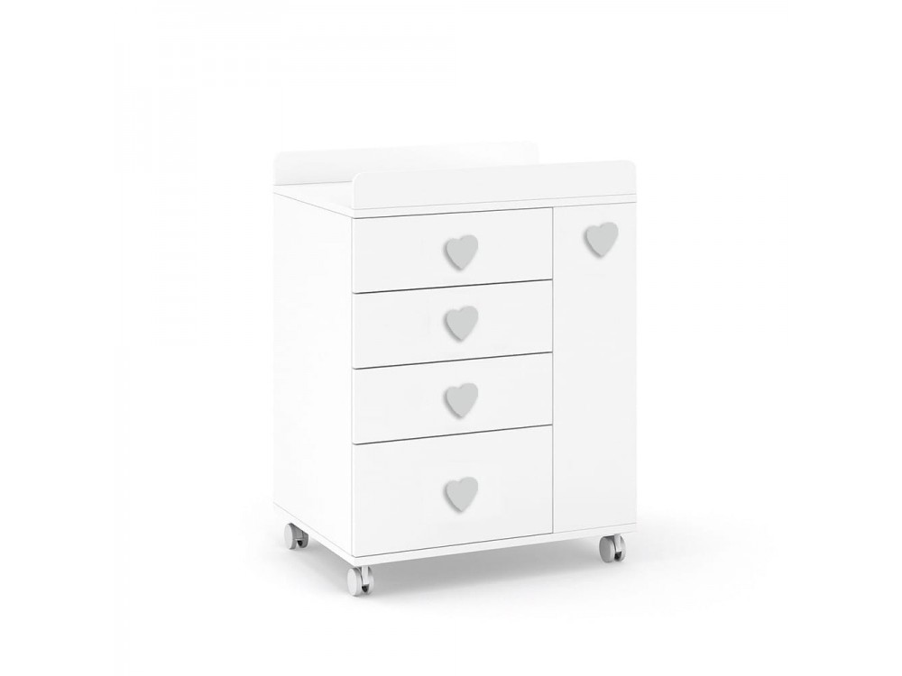 ROS Mueble cambiador Soft White con ruedas