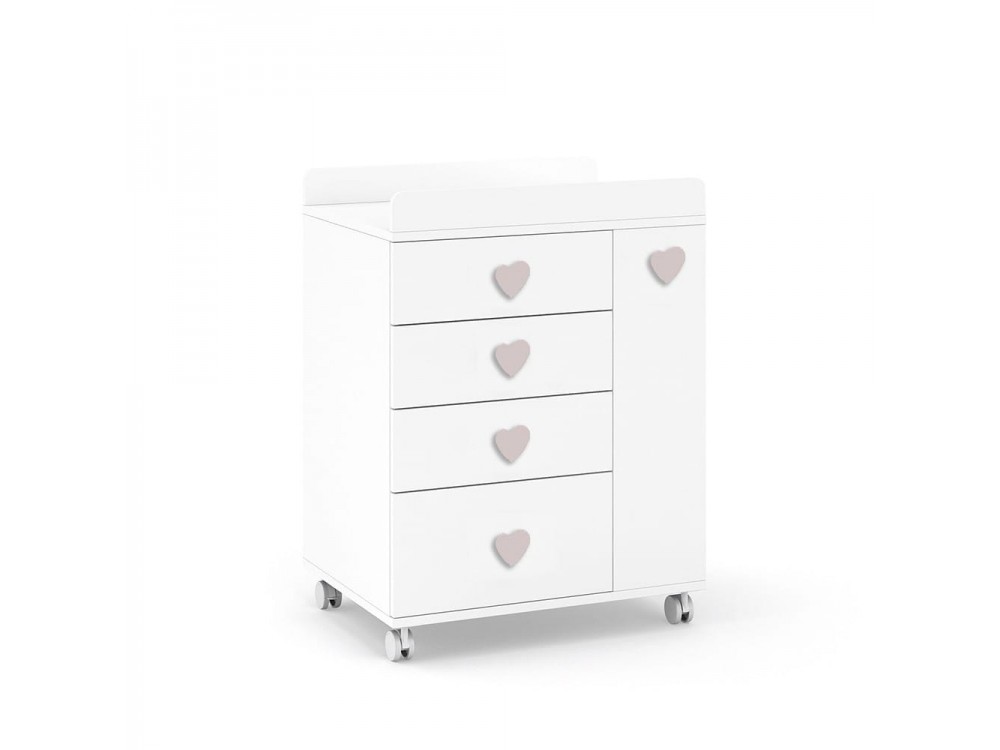 ROS Mueble cambiador Soft White con ruedas