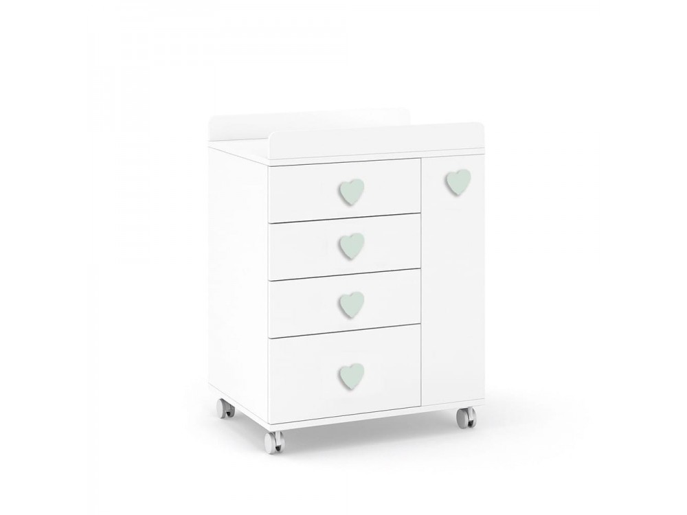 ROS Mueble cambiador Soft White con ruedas