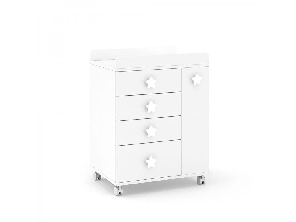 ROS Mueble cambiador Soft White con ruedas