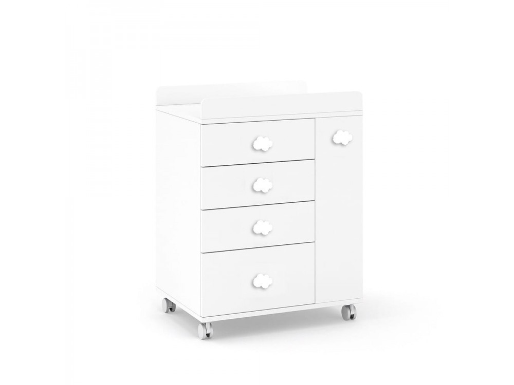 ROS Mueble cambiador Soft White con ruedas