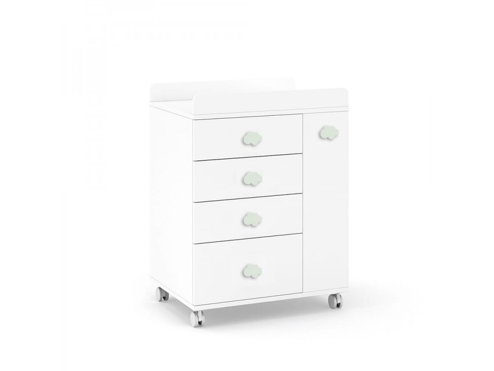 ROS Mueble cambiador Soft White con ruedas