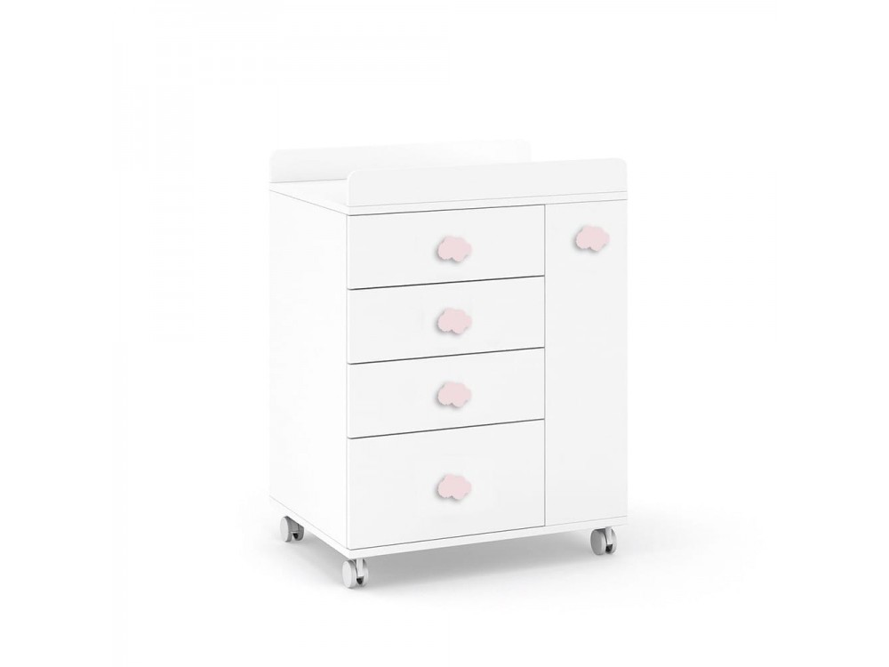 ROS Mueble cambiador Soft White con ruedas