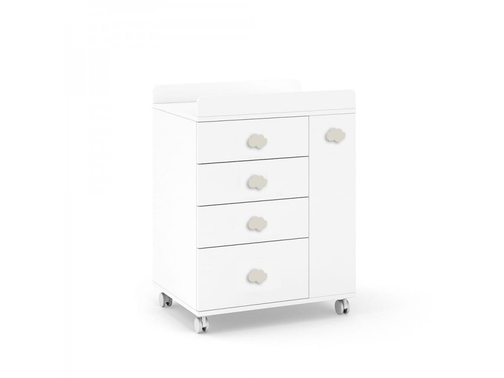 ROS Mueble cambiador Soft White con ruedas