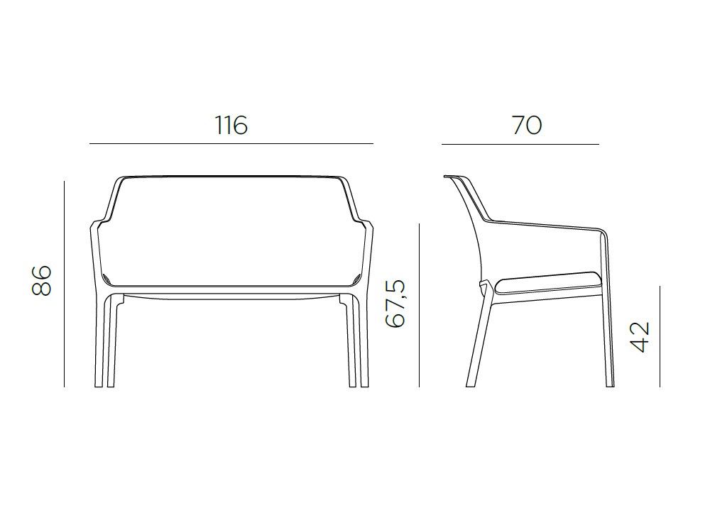 Banco para terraza o jardín de polipropileno Net de Nardi - 16