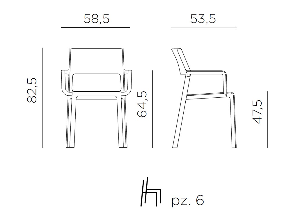 Sillón de comedor apilable de polipropileno Trill de Nardi - 7