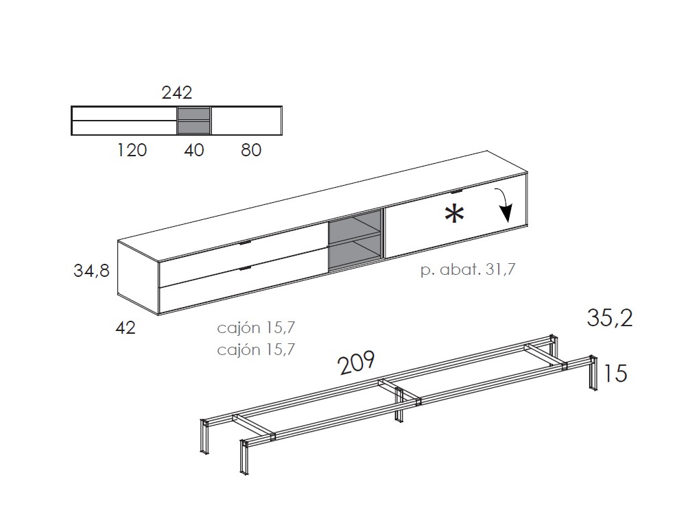 Mueble para televisión Natur 01 de Tegar Mobel - 6