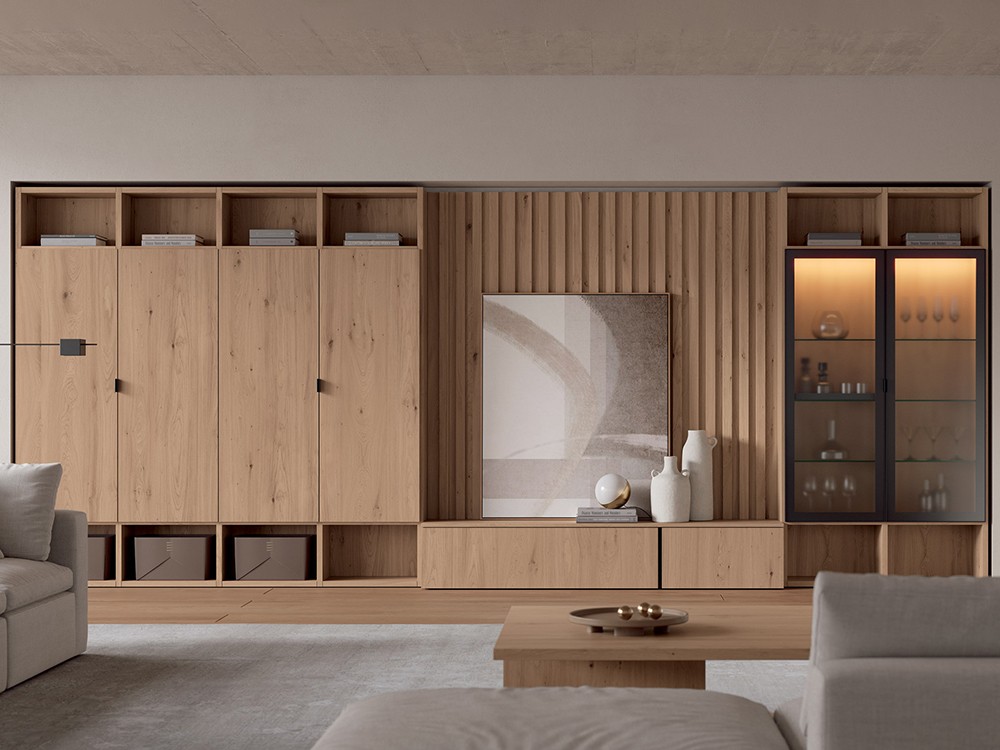 Librería para salón con panel alistonado 01 de Tegar Mobel - 1