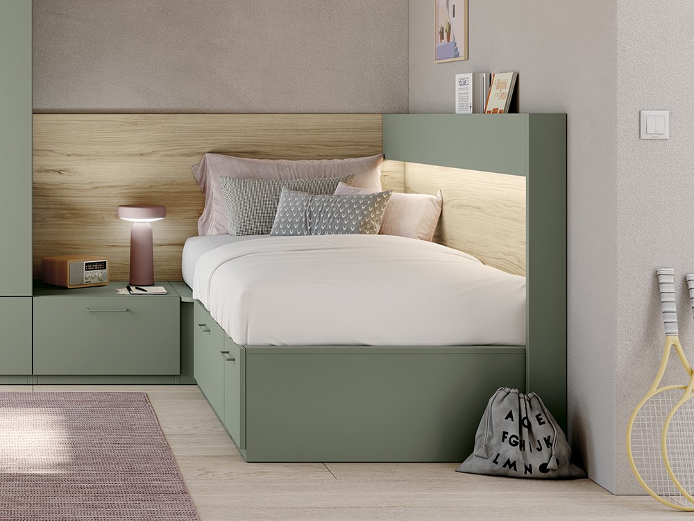 Dormitorio completo Stay Young 02 cama con cajones y armario de Antaix - 7