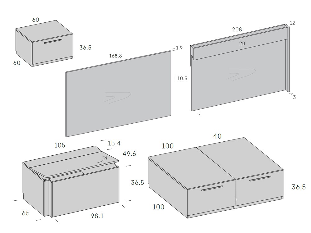 Dormitorio completo Stay Young 02 cama con cajones y armario de Antaix - 7