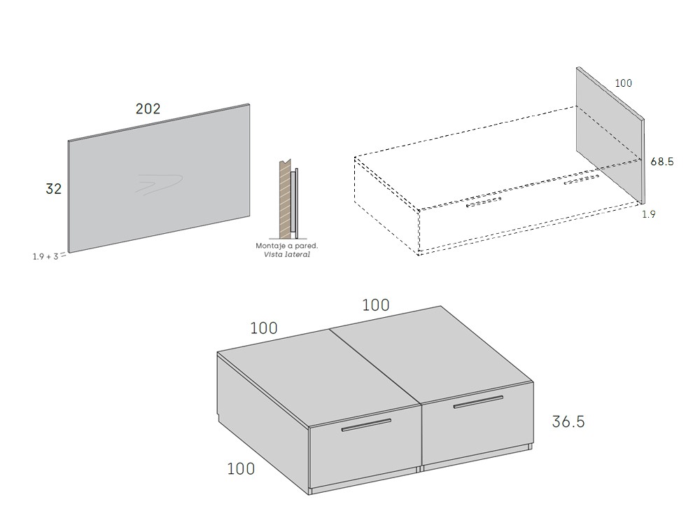 Cama con panel con luz led Stay Young 04 de Antaix - 5