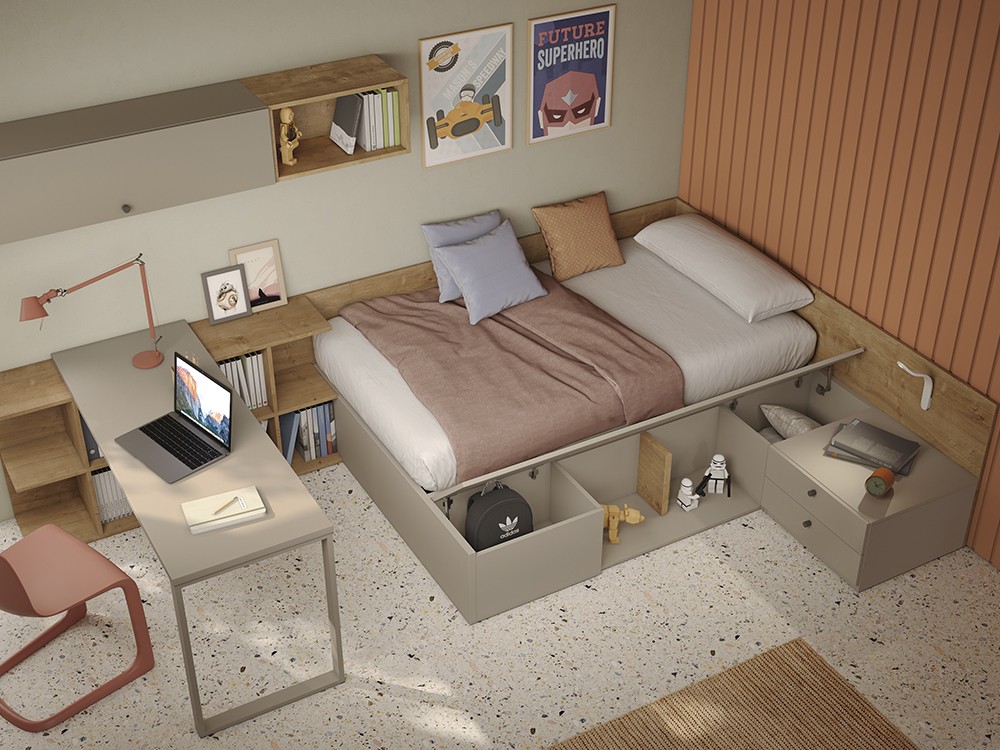 Cama con escritorio Stay Young 23 de Antaix - 2