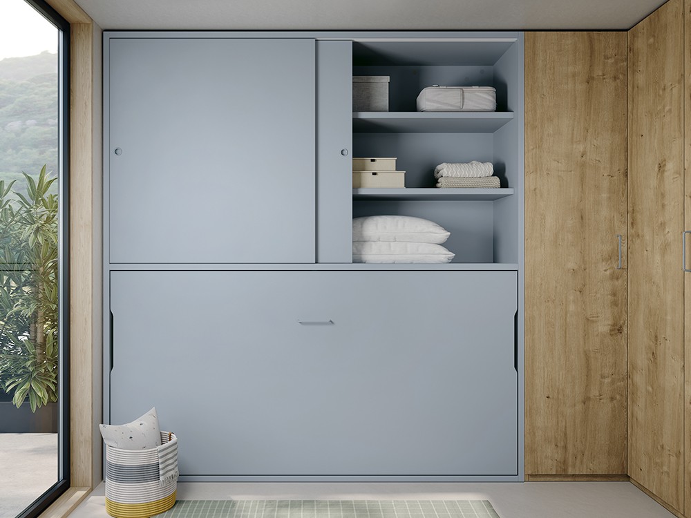 Cama abatible horizontal con armario de puertas correderras 90cm Stay Young 39 de Antaix - 1