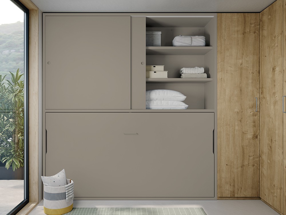 Cama abatible horizontal con armario de puertas correderras 90cm Stay Young 39 de Antaix - 4