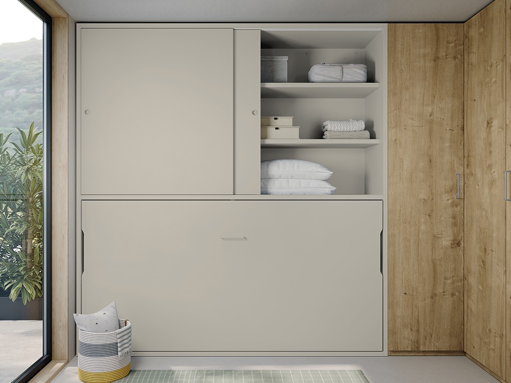 Cama abatible horizontal con armario de puertas correderras 90cm Stay Young 39 de Antaix - 5