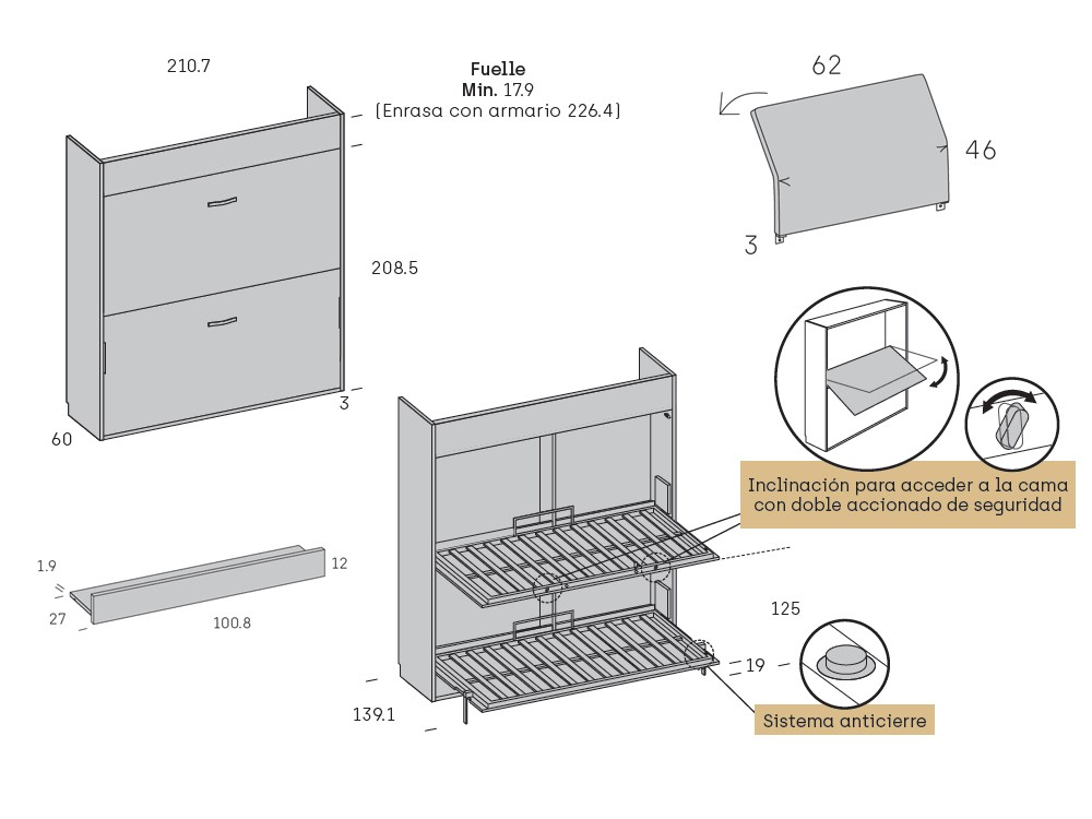 Litera abatible con tapeta Stay Young 40 de Antaix - 11