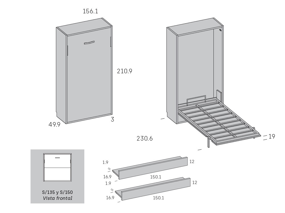 Cama abatible 135cm Stay Young 39 de Antaix - 10