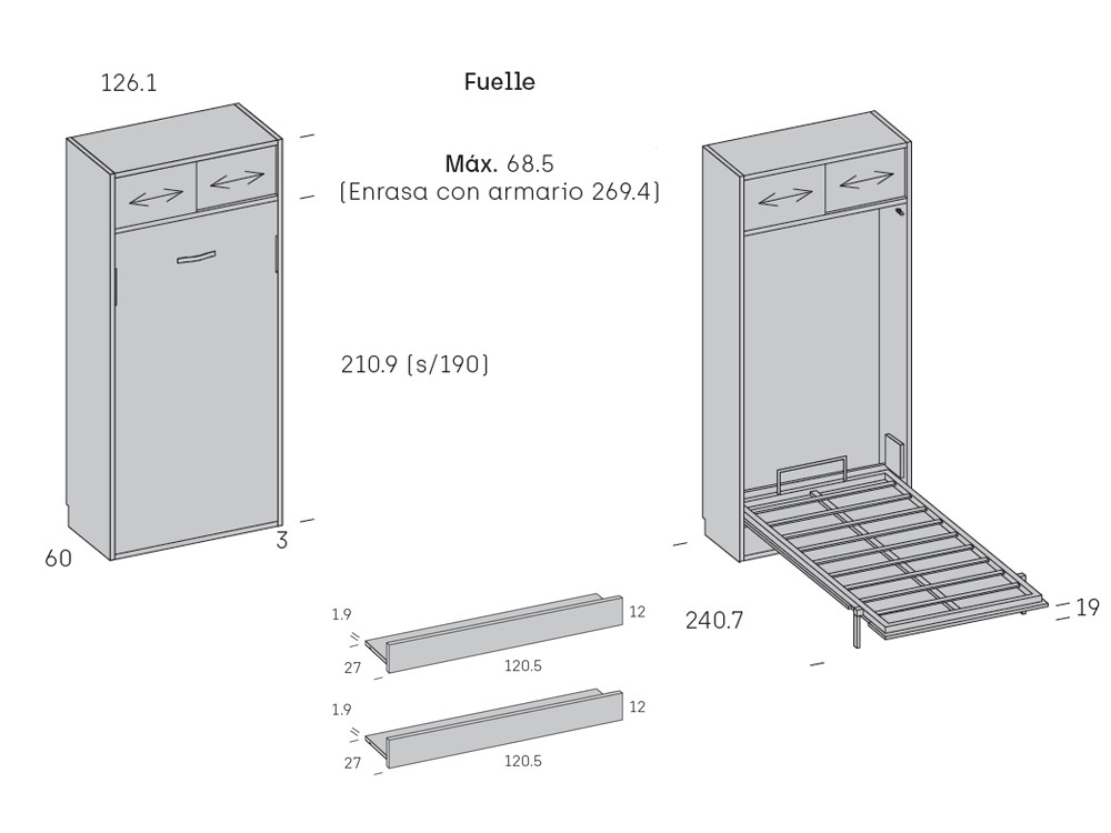 Cama abatible con altillo 105cm Stay Young 42 de Antaix - 9