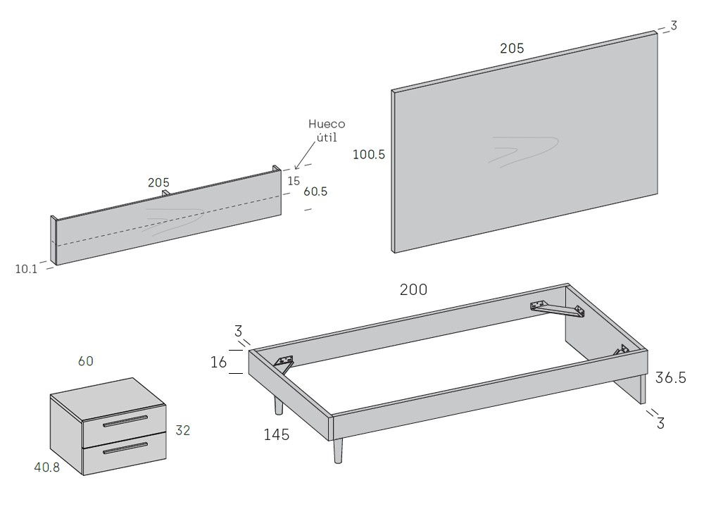 Cama con cabecero luz led Stay Young 49 de Antaix - 6