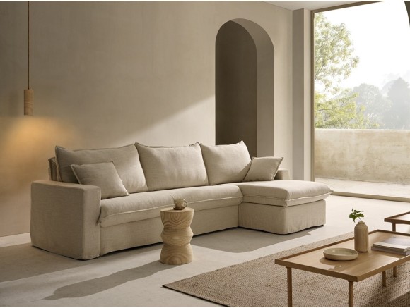 Sofá cama de lino Nadir con chaiselongue de Mopal - 1