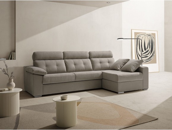 Sofá cama de apertura italiana con colchón de 16cm de grosor con chaiselong Nerea de Mopal - 1