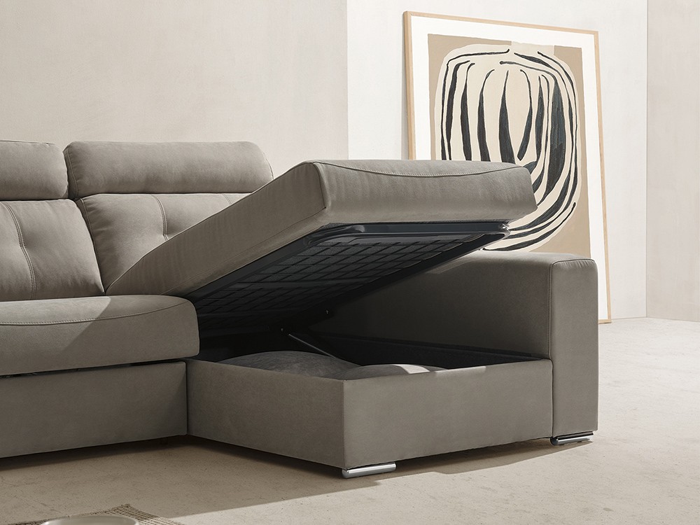 Sofá cama de apertura italiana con colchón de 16cm de grosor con chaiselong Nerea de Mopal - 7