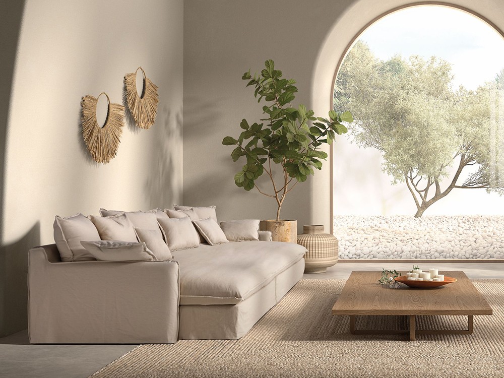 Sofá tapizado en lino Cotton de Bobbio - 14