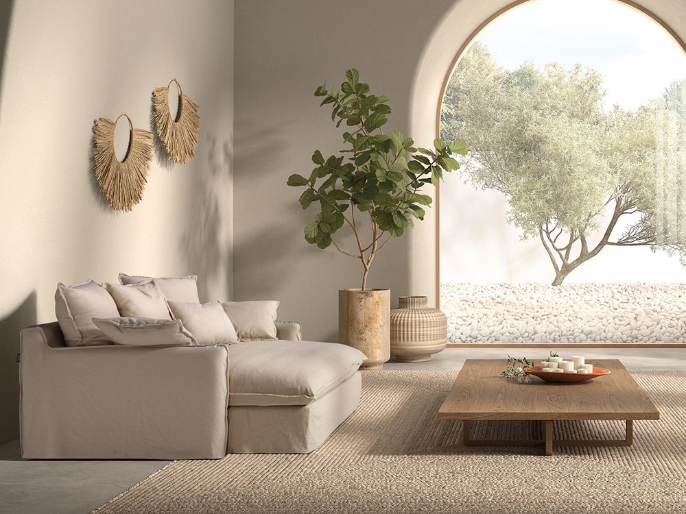 Sofá tapizado en lino Cotton de Bobbio - 15