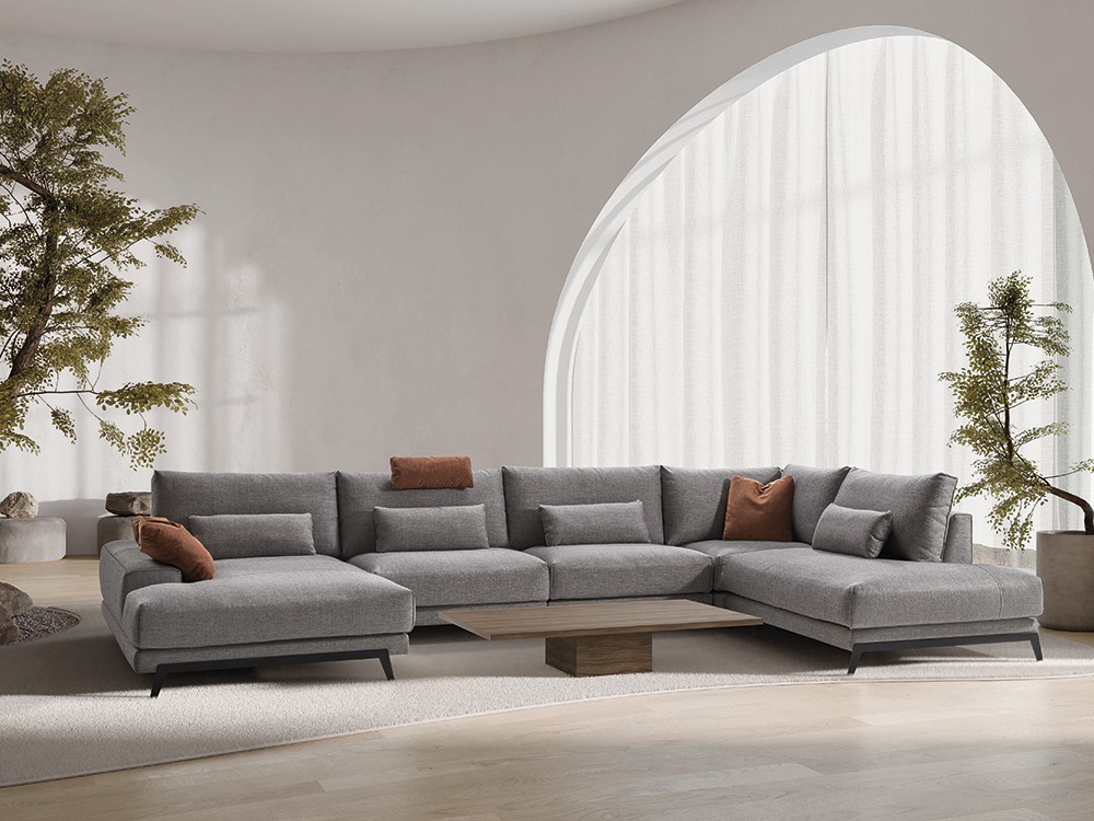 Sofá rinconera tapizado en textil Beatrice de Bobbio - 1