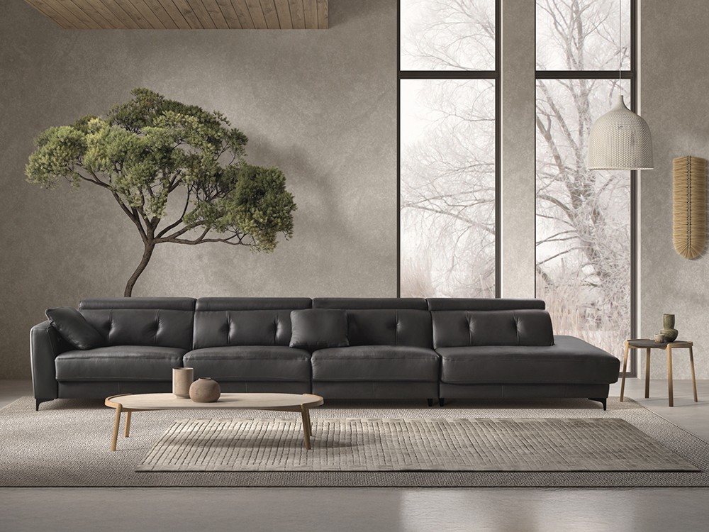 Sofá tapizado en piel fijo, deslizante o relax Claudia de Bobbio - 3