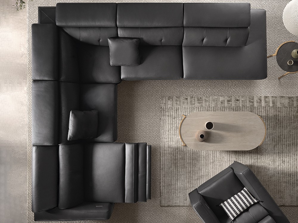 Sofá rinconera tapizado en piel Claudia de Bobbio - 2